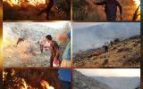مهار آتش سوزی در کوه سور توسط ۲۵نفر ازبسیجیان پایگاه امام صادق(ع) شهردوزه و ۸ نفر از بسیجیان روستای بهجان